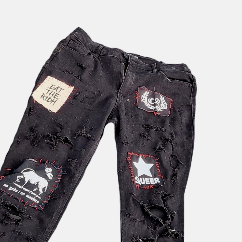 Punk crust pants ACAB queer unisex size 11/medium